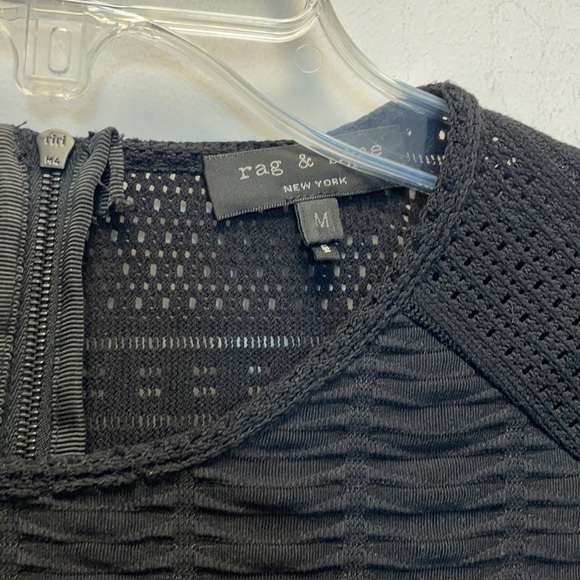 Rag & bone fitted short sleeve black top - Picture 3 of 6
